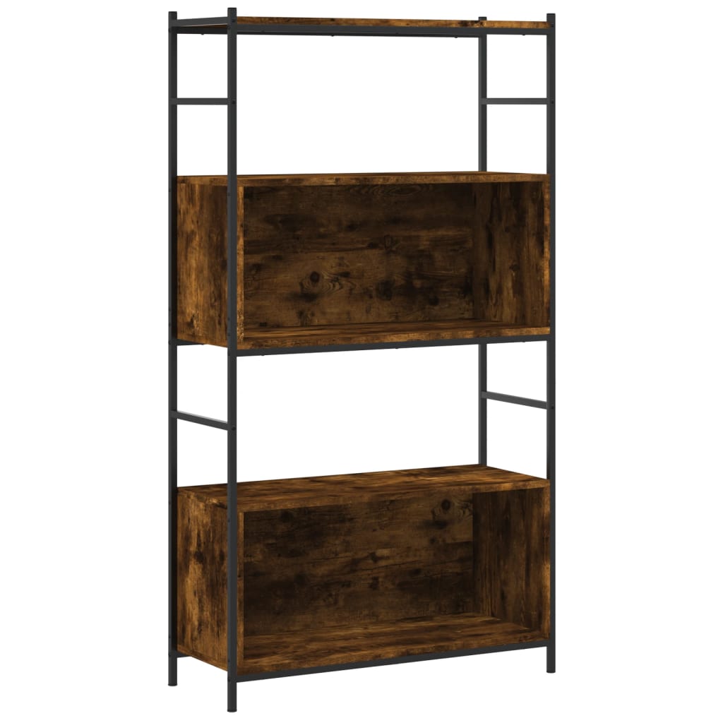 Boekenrek 80x30x145,5 cm bewerkt hout en ijzer gerookt eiken