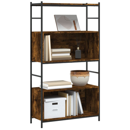 Boekenrek 80x30x145,5 cm bewerkt hout en ijzer gerookt eiken