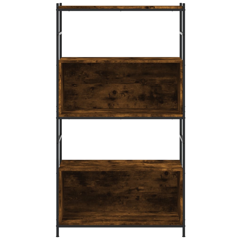 Boekenrek 80x30x145,5 cm bewerkt hout en ijzer gerookt eiken