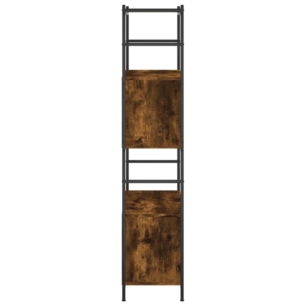 Boekenrek 80x30x145,5 cm bewerkt hout en ijzer gerookt eiken