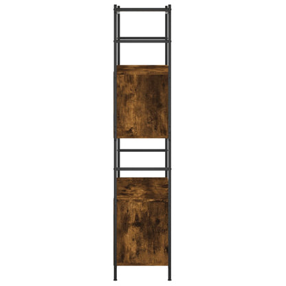 Boekenrek 80x30x145,5 cm bewerkt hout en ijzer gerookt eiken