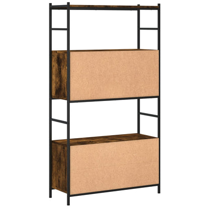 Boekenrek 80x30x145,5 cm bewerkt hout en ijzer gerookt eiken