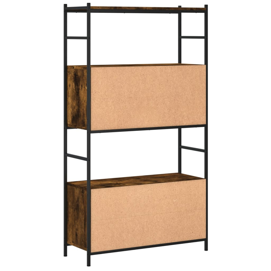 Boekenrek 80x30x145,5 cm bewerkt hout en ijzer gerookt eiken