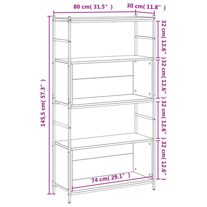 Boekenrek 80x30x145,5 cm bewerkt hout en ijzer gerookt eiken
