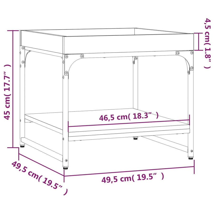 Salontafel 49,5X49,5X45 Cm Bewerkt Hout 49.5 x 49.5 x 45 cm Zwart