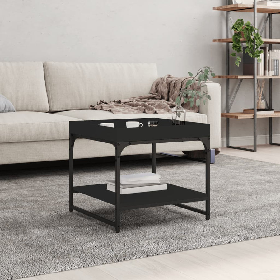 Salontafel 49,5X49,5X45 Cm Bewerkt Hout 49.5 x 49.5 x 45 cm Zwart