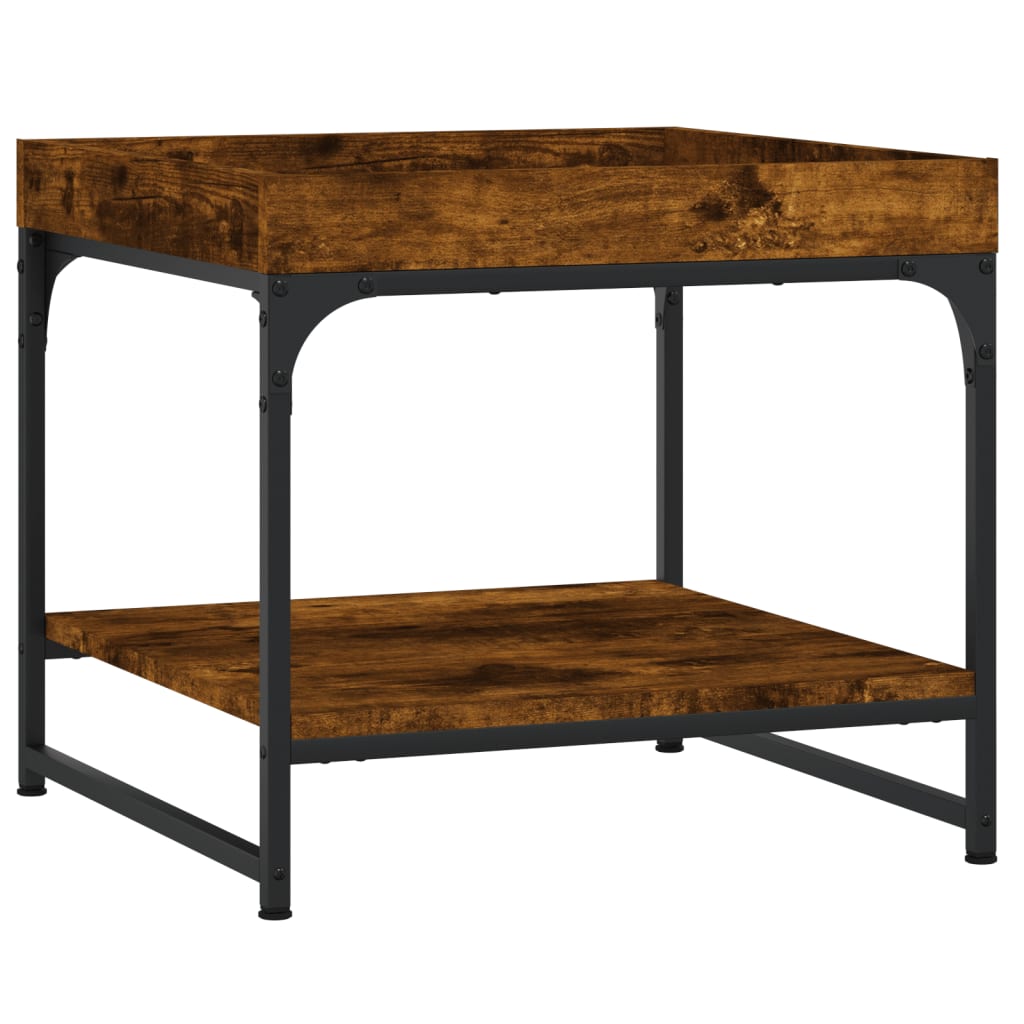 Salontafel 49,5X49,5X45 Cm Bewerkt Hout Kleurig 49.5 x 49.5 x 45 cm Gerookt eiken