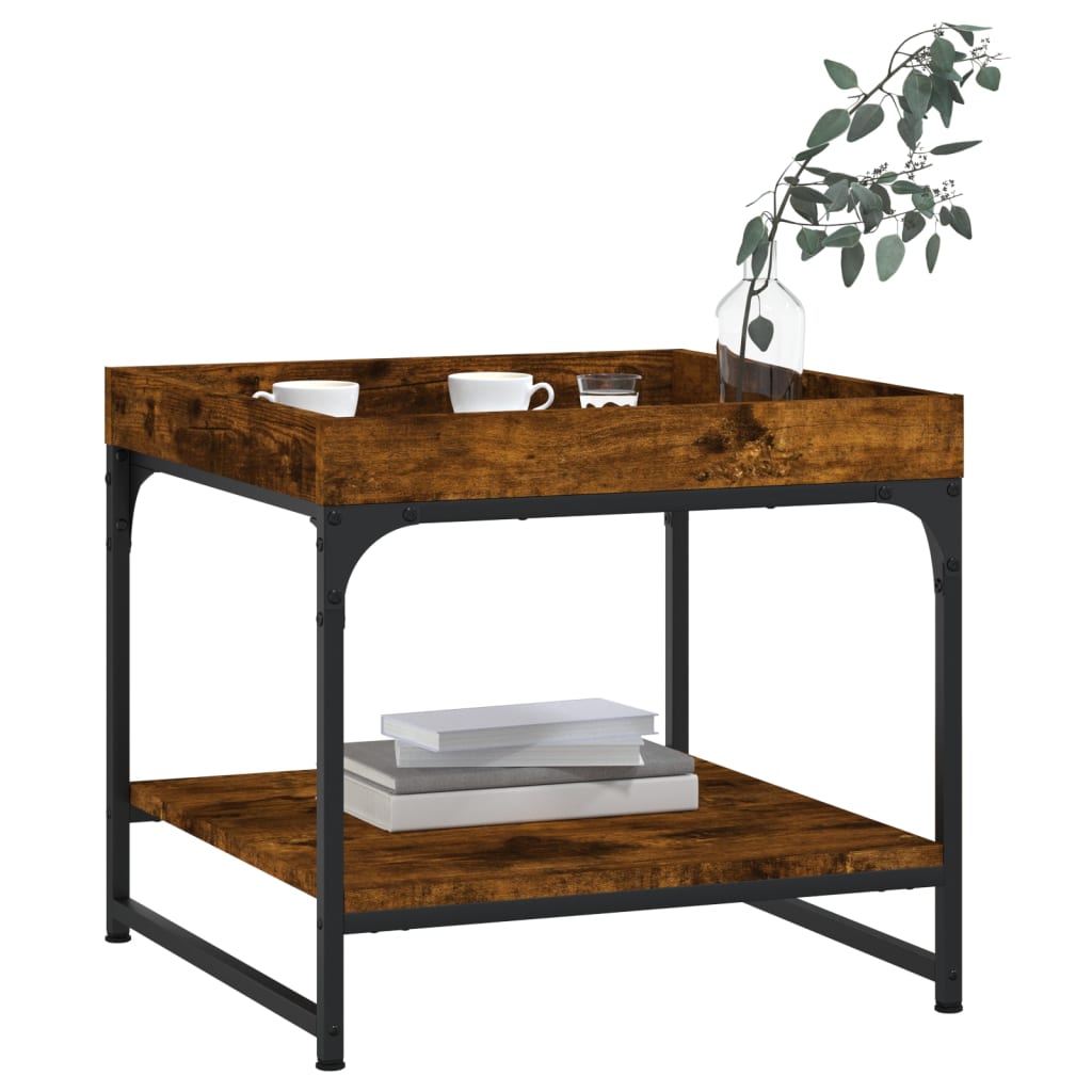 Salontafel 49,5X49,5X45 Cm Bewerkt Hout Kleurig 49.5 x 49.5 x 45 cm Gerookt eiken