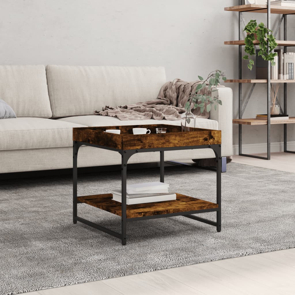 Salontafel 49,5X49,5X45 Cm Bewerkt Hout Kleurig 49.5 x 49.5 x 45 cm Gerookt eiken