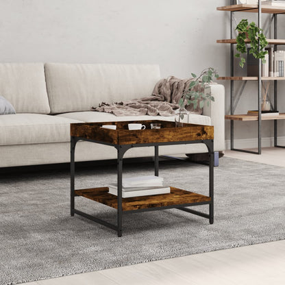 Salontafel 49,5X49,5X45 Cm Bewerkt Hout Kleurig 49.5 x 49.5 x 45 cm Gerookt eiken