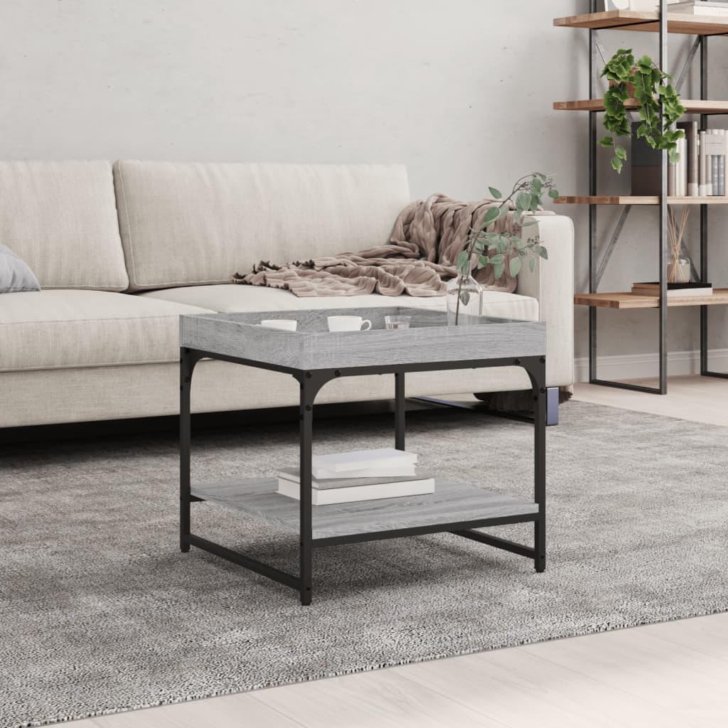 Salontafel 49,5X49,5X45 Cm Bewerkt Hout Eikenkleur 49.5 x 49.5 x 45 cm Grijs sonoma