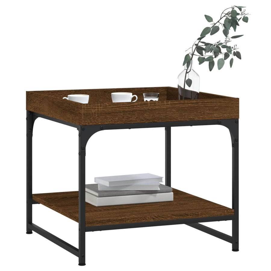 Salontafel 49,5X49,5X45 Cm Bewerkt Hout Bruin Eikenkleur 49.5 x 49.5 x 45 cm Bruineiken