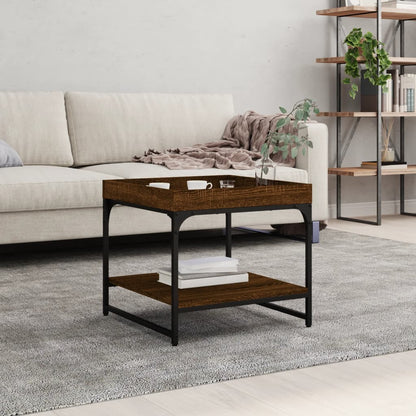 Salontafel 49,5X49,5X45 Cm Bewerkt Hout Bruin Eikenkleur 49.5 x 49.5 x 45 cm Bruineiken