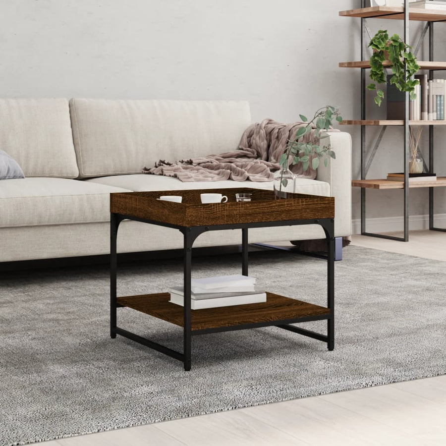 Salontafel 49,5X49,5X45 Cm Bewerkt Hout Bruin Eikenkleur 49.5 x 49.5 x 45 cm Bruineiken