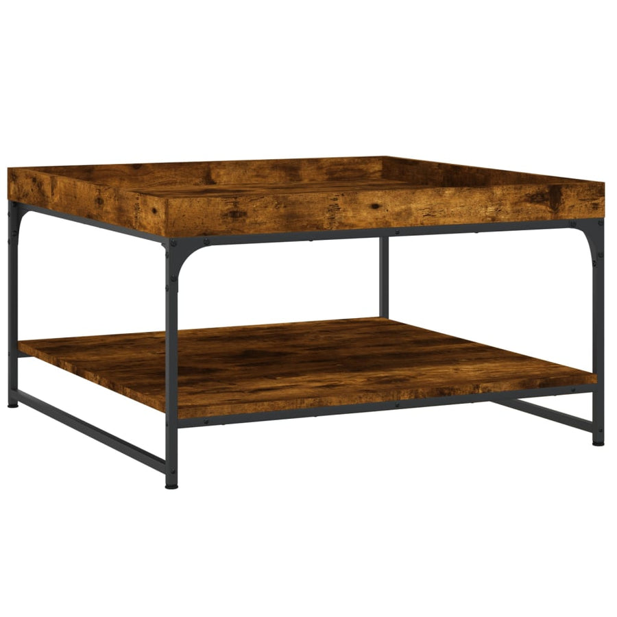Salontafel Bewerkt Hout En Ijzer Kleur 80 x 80 x 45 cm Gerookt eiken
