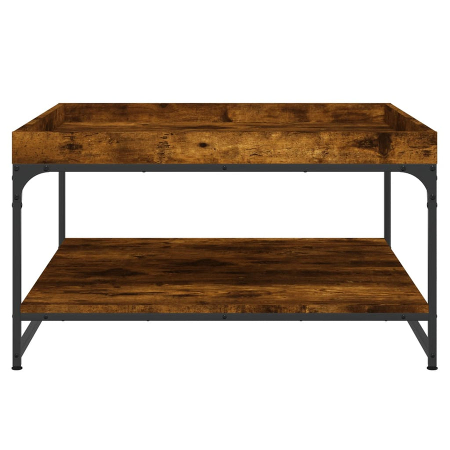 Salontafel Bewerkt Hout En Ijzer Kleur 80 x 80 x 45 cm Gerookt eiken