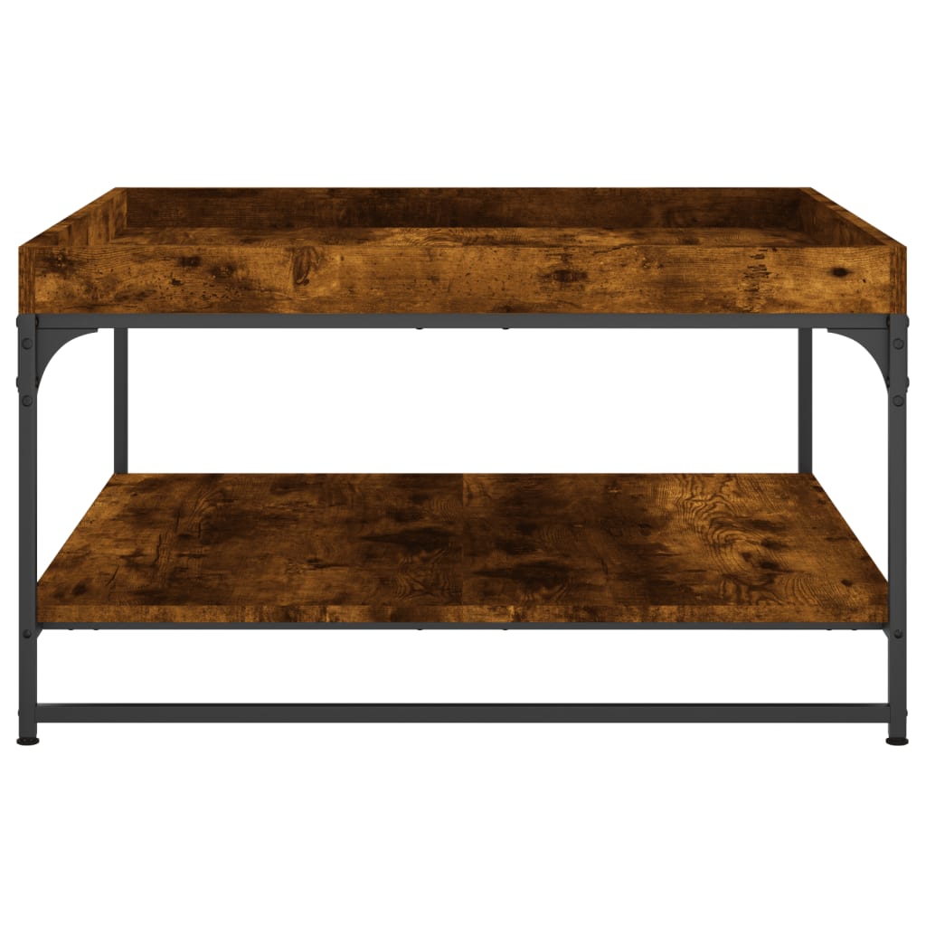 Salontafel Bewerkt Hout En Ijzer Kleur 80 x 80 x 45 cm Gerookt eiken