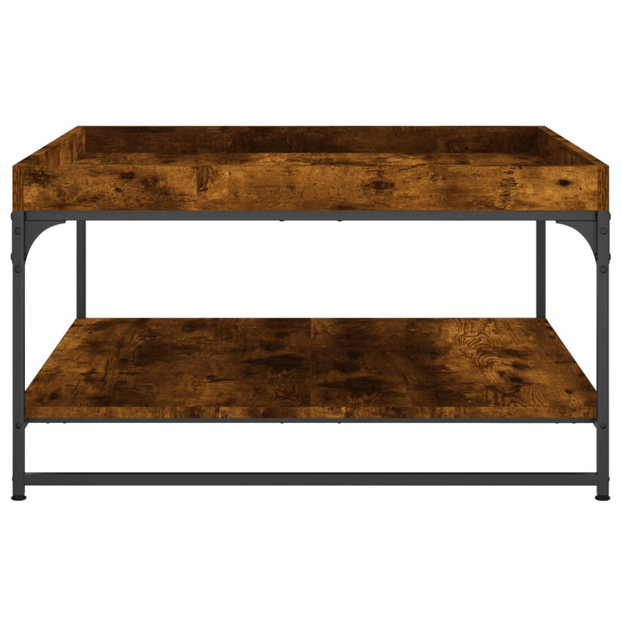 Salontafel Bewerkt Hout En Ijzer Kleur 80 x 80 x 45 cm Gerookt eiken
