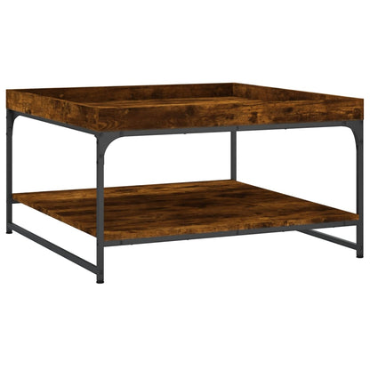 Salontafel Bewerkt Hout En Ijzer Kleur 80 x 80 x 45 cm Gerookt eiken