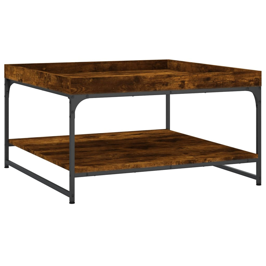 Salontafel Bewerkt Hout En Ijzer Kleur 80 x 80 x 45 cm Gerookt eiken