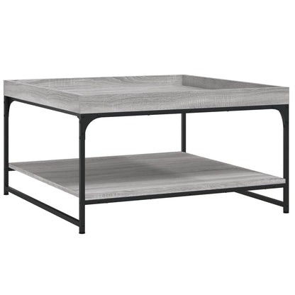 Salontafel Bewerkt Hout En Ijzer Eiken 80 x 80 x 45 cm Grijs sonoma