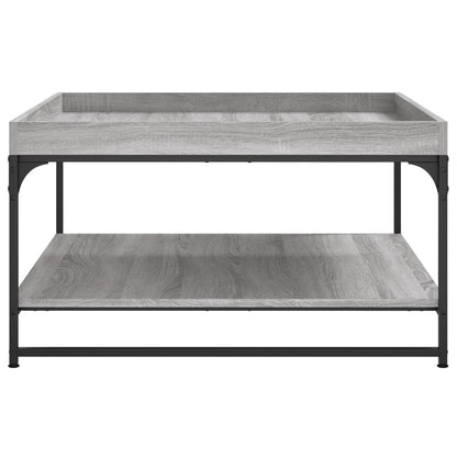 Salontafel Bewerkt Hout En Ijzer Eiken 80 x 80 x 45 cm Grijs sonoma