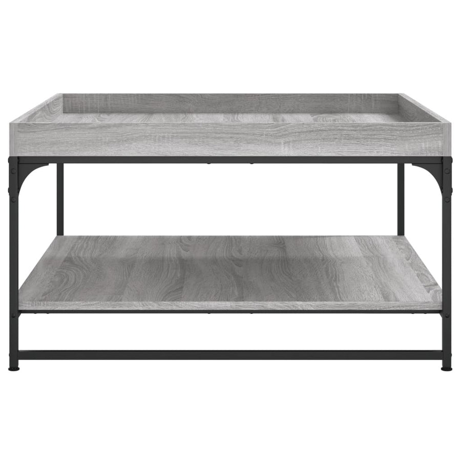 Salontafel Bewerkt Hout En Ijzer Eiken 80 x 80 x 45 cm Grijs sonoma
