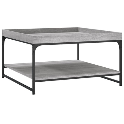 Salontafel Bewerkt Hout En Ijzer Eiken 80 x 80 x 45 cm Grijs sonoma
