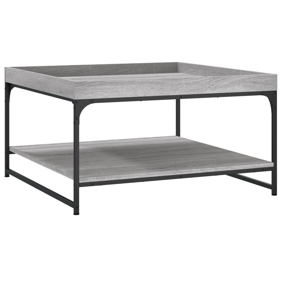 Salontafel Bewerkt Hout En Ijzer Eiken 80 x 80 x 45 cm Grijs sonoma