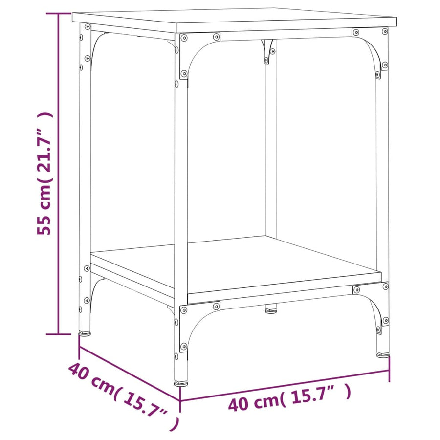 Salontafel Bewerkt Hout 40 x 40 x 55 cm Zwart