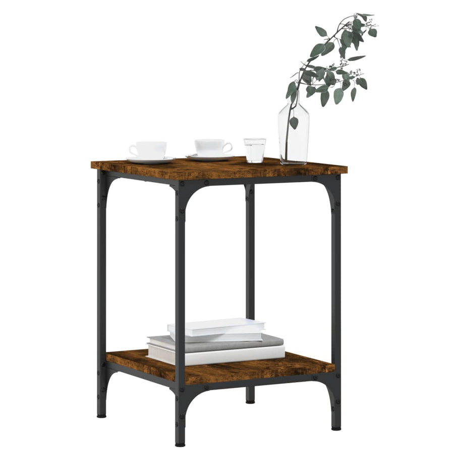 Salontafel Bewerkt Hout Kleurig 40 x 40 x 55 cm Gerookt eiken