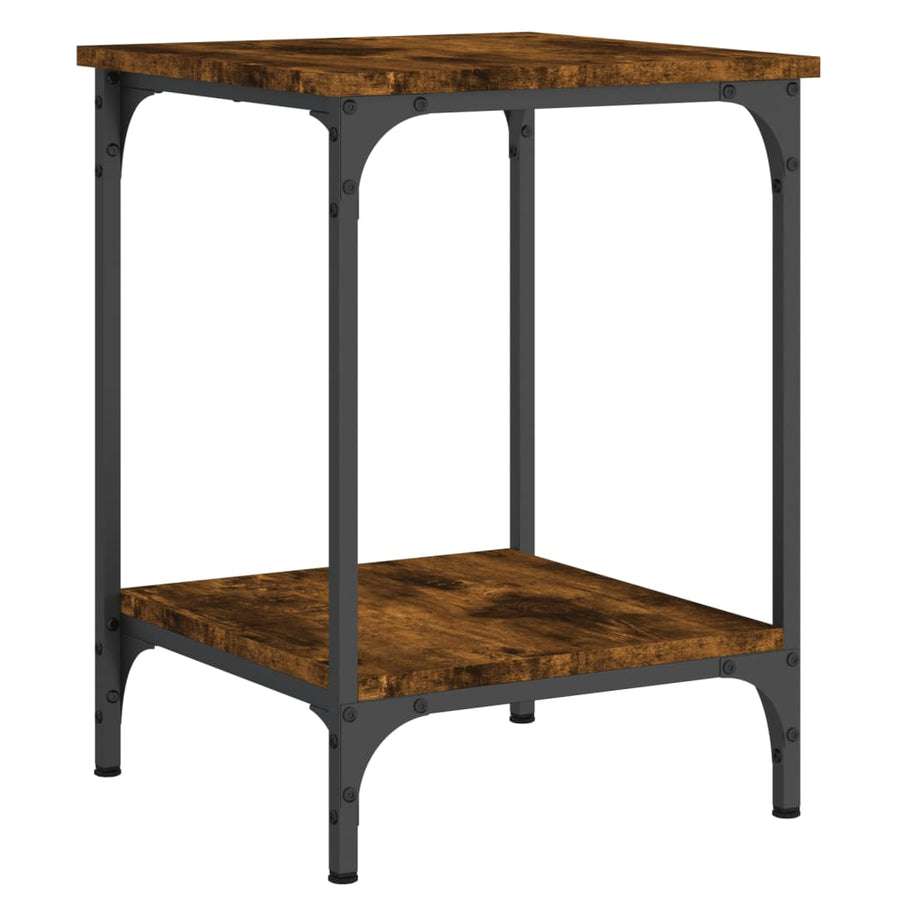 Salontafel Bewerkt Hout Kleurig 40 x 40 x 55 cm Gerookt eiken