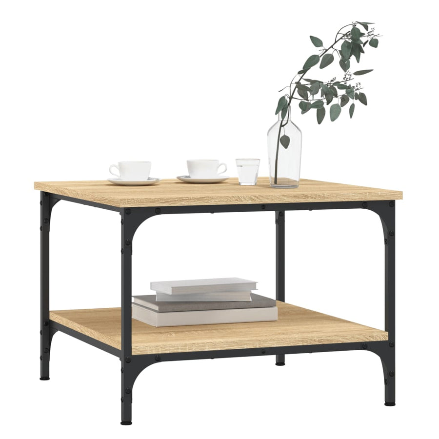 Salontafel Bewerkt Hout Kleurig 55 x 55 x 40 cm Sonoma eiken