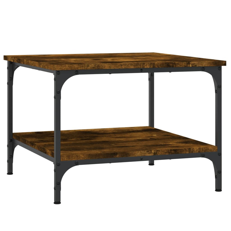 Salontafel Bewerkt Hout Kleurig 55 x 55 x 40 cm Gerookt eiken