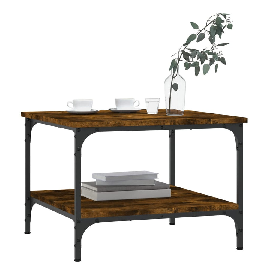 Salontafel Bewerkt Hout Kleurig 55 x 55 x 40 cm Gerookt eiken