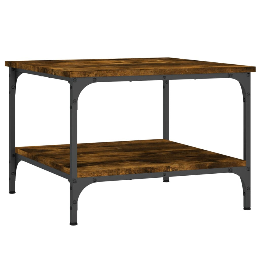 Salontafel Bewerkt Hout Kleurig 55 x 55 x 40 cm Gerookt eiken