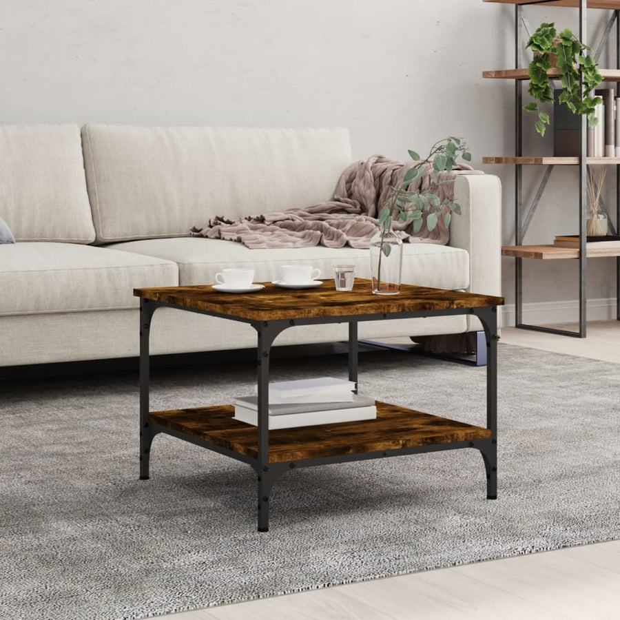 Salontafel Bewerkt Hout Kleurig 55 x 55 x 40 cm Gerookt eiken