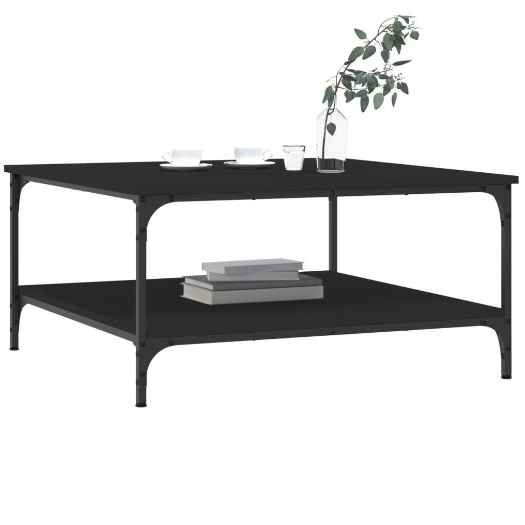 Salontafel Bewerkt Hout 80 x 80 x 40 cm Zwart
