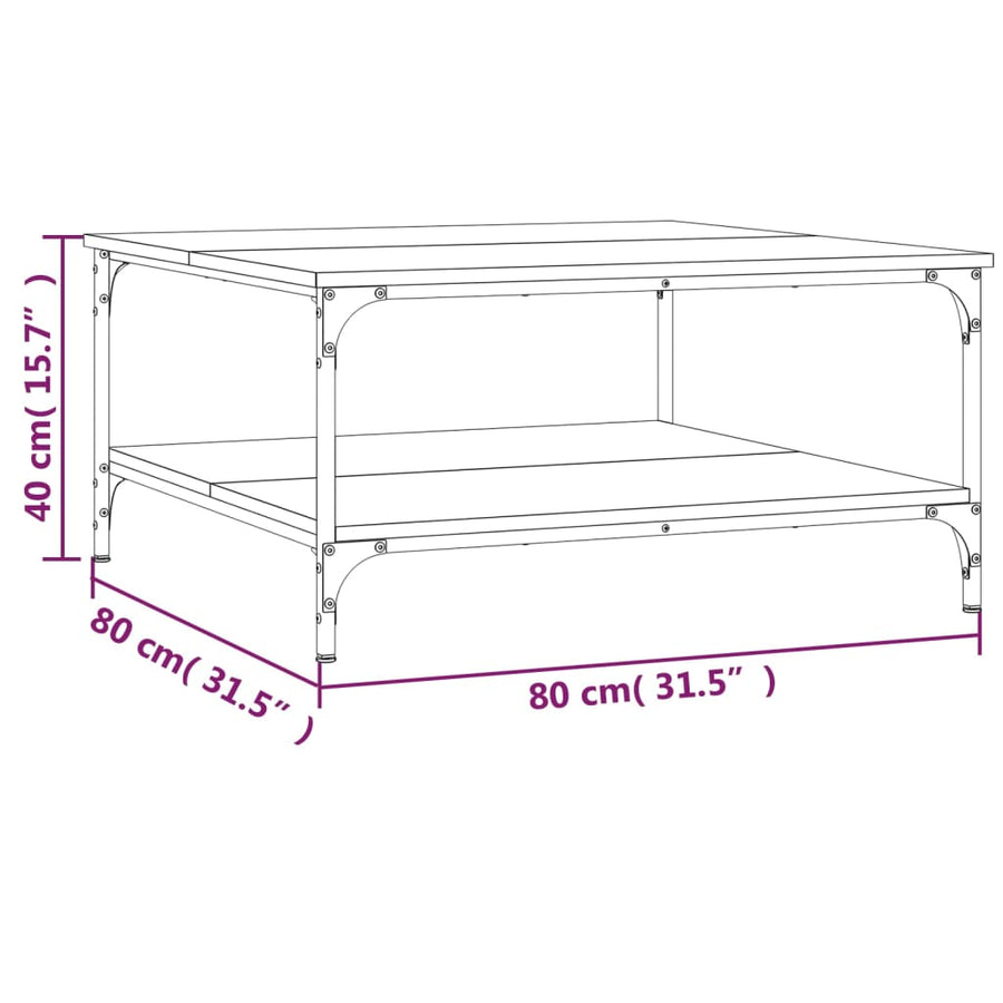 Salontafel Bewerkt Hout 80 x 80 x 40 cm Zwart