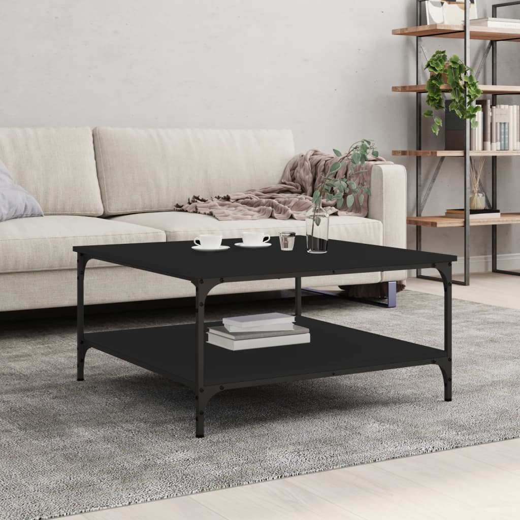 Salontafel Bewerkt Hout 80 x 80 x 40 cm Zwart