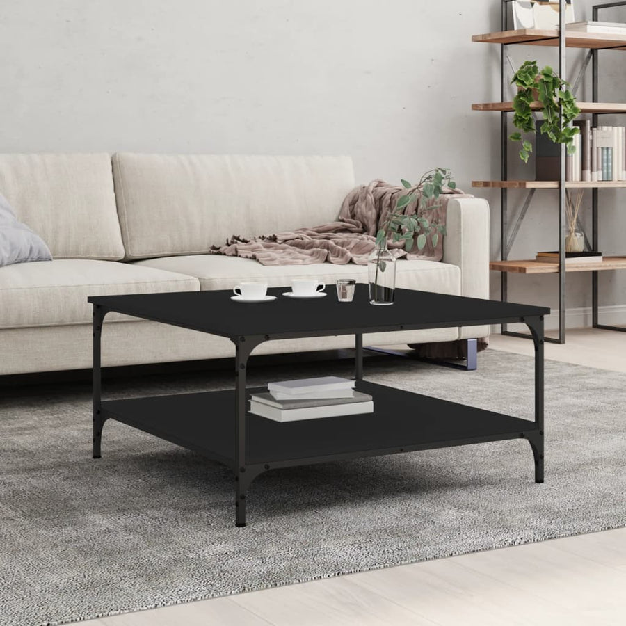 Salontafel Bewerkt Hout 80 x 80 x 40 cm Zwart