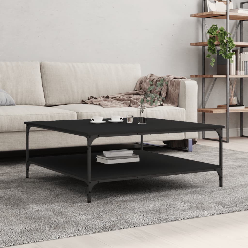 Salontafel Bewerkt Hout 100 x 100 x 40 cm Zwart