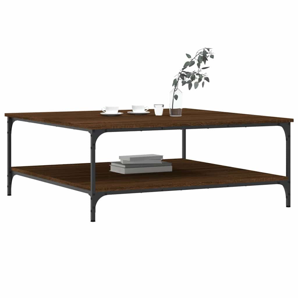 Salontafel 100x100x40 cm bewerkt hout bruin eikenkleur