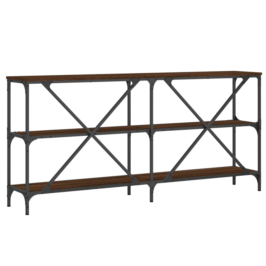 Wandtafel 160X30X75 Cm Bewerkt Hout En Ijzer Bruin Eikenkleur