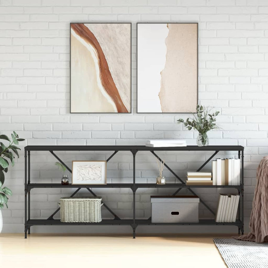 Wandtafel 180X30X75 Cm Bewerkt Hout En Ijzer Zwart