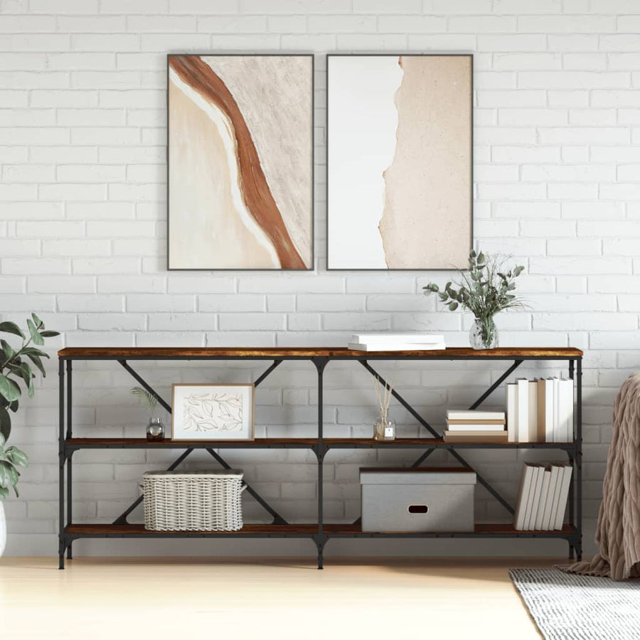 Wandtafel 180X30X75 Cm Bewerkt Hout En Ijzer Gerookt Eikenkleur