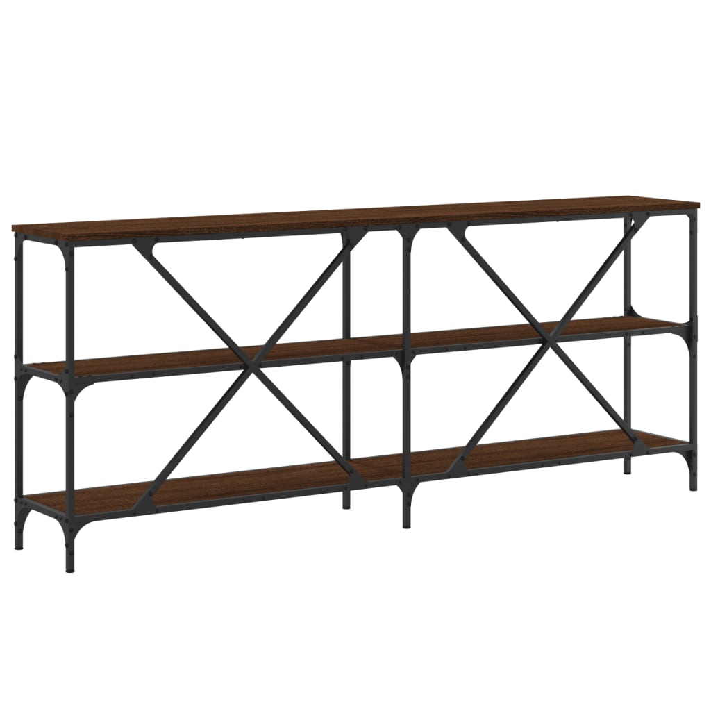 Wandtafel 180X30X75 Cm Bewerkt Hout En Ijzer Bruin Eikenkleur
