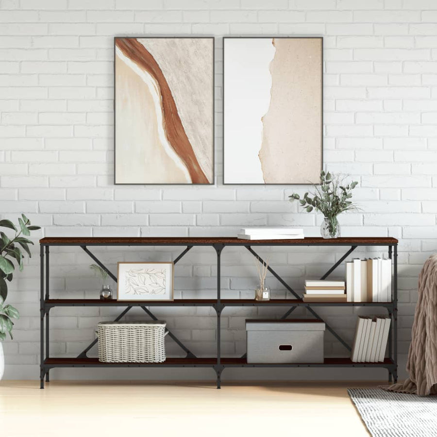 Wandtafel 180X30X75 Cm Bewerkt Hout En Ijzer Bruin Eikenkleur