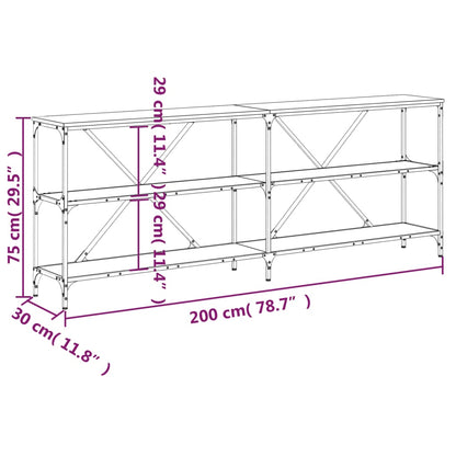 Wandtafel 200X30X75 Cm Bewerkt Hout En Ijzer Zwart
