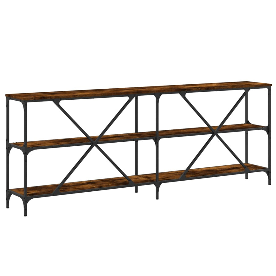 Wandtafel 200X30X75 Cm Bewerkt Hout En Ijzer Gerookt Eikenkleur